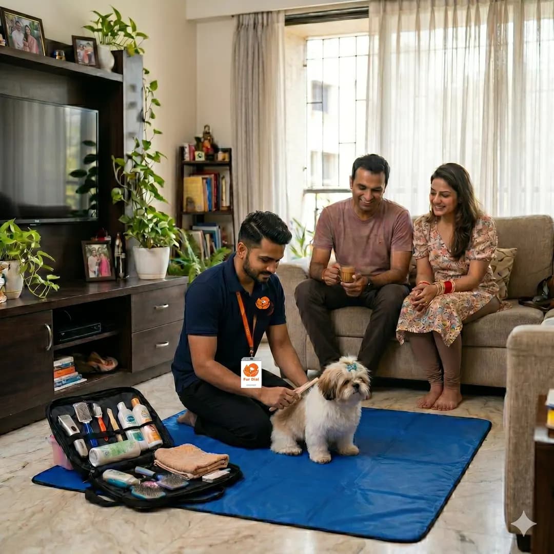 Doorstep Grooming Hand-off — Trained Professional Sanitized